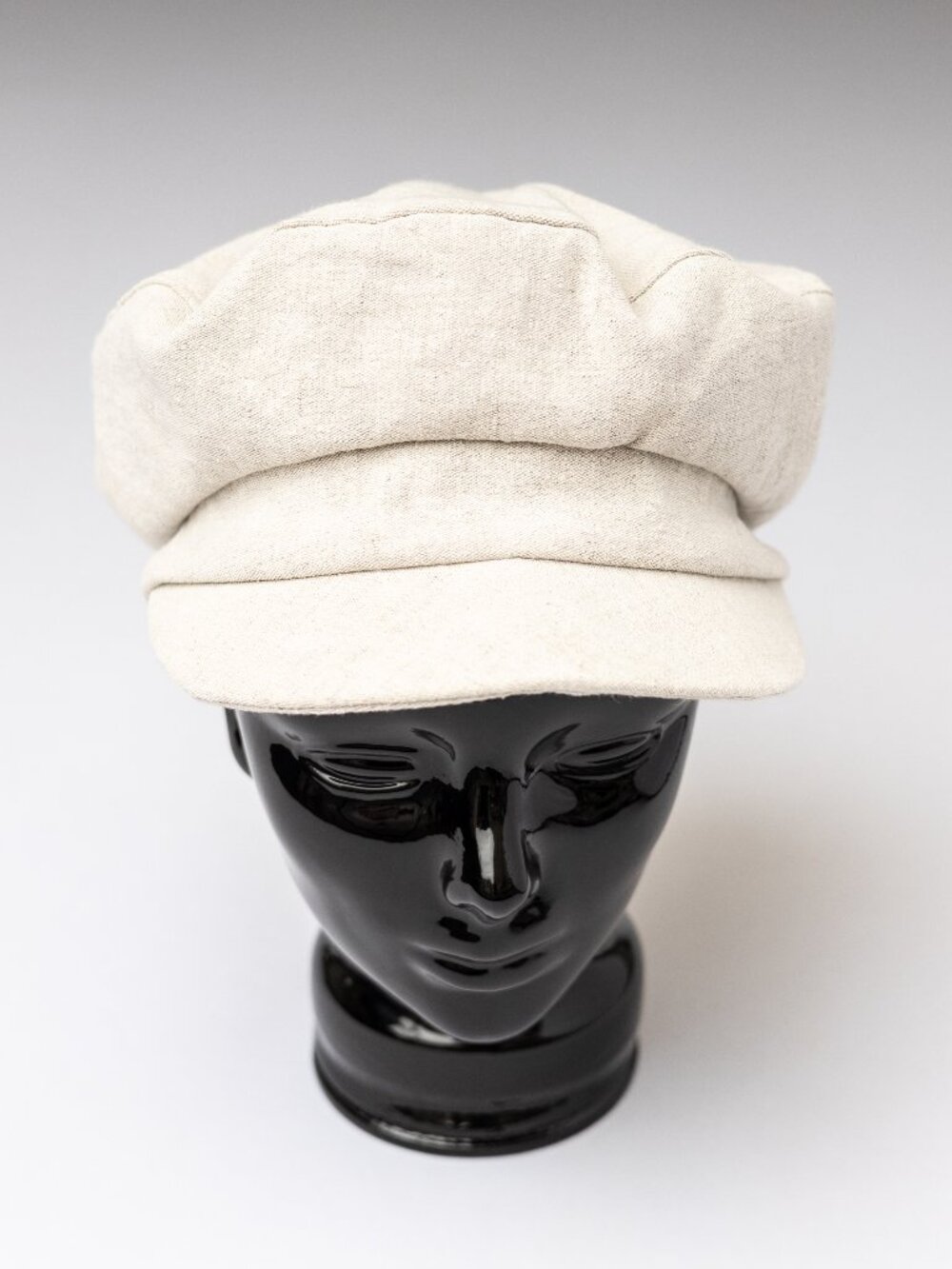 Women's Upcycled Medium Beige Linen Military Cadet Army Patrol Hat